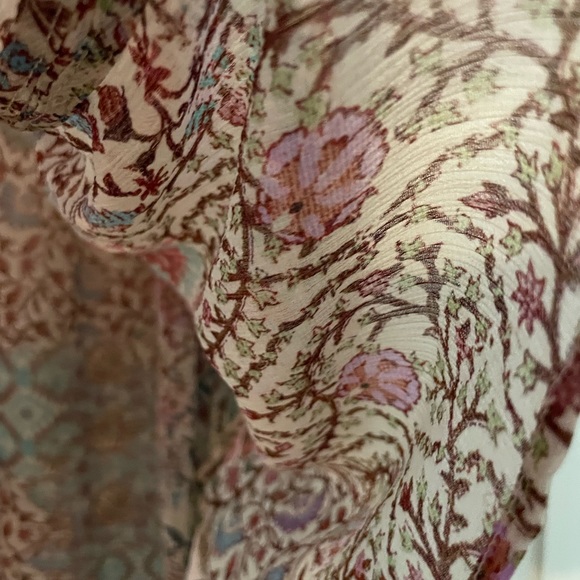 NWT Zara Sheer Floral & Geometric Print Crop Blouse Long Sleeve XL - Picture 4 of 7